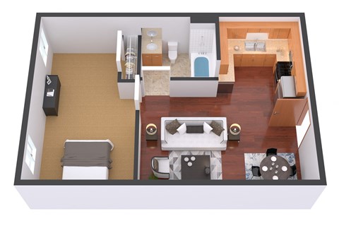 1 Bedroom 1 Bath Floor Plan at Warehouse Apartments, North Dakota